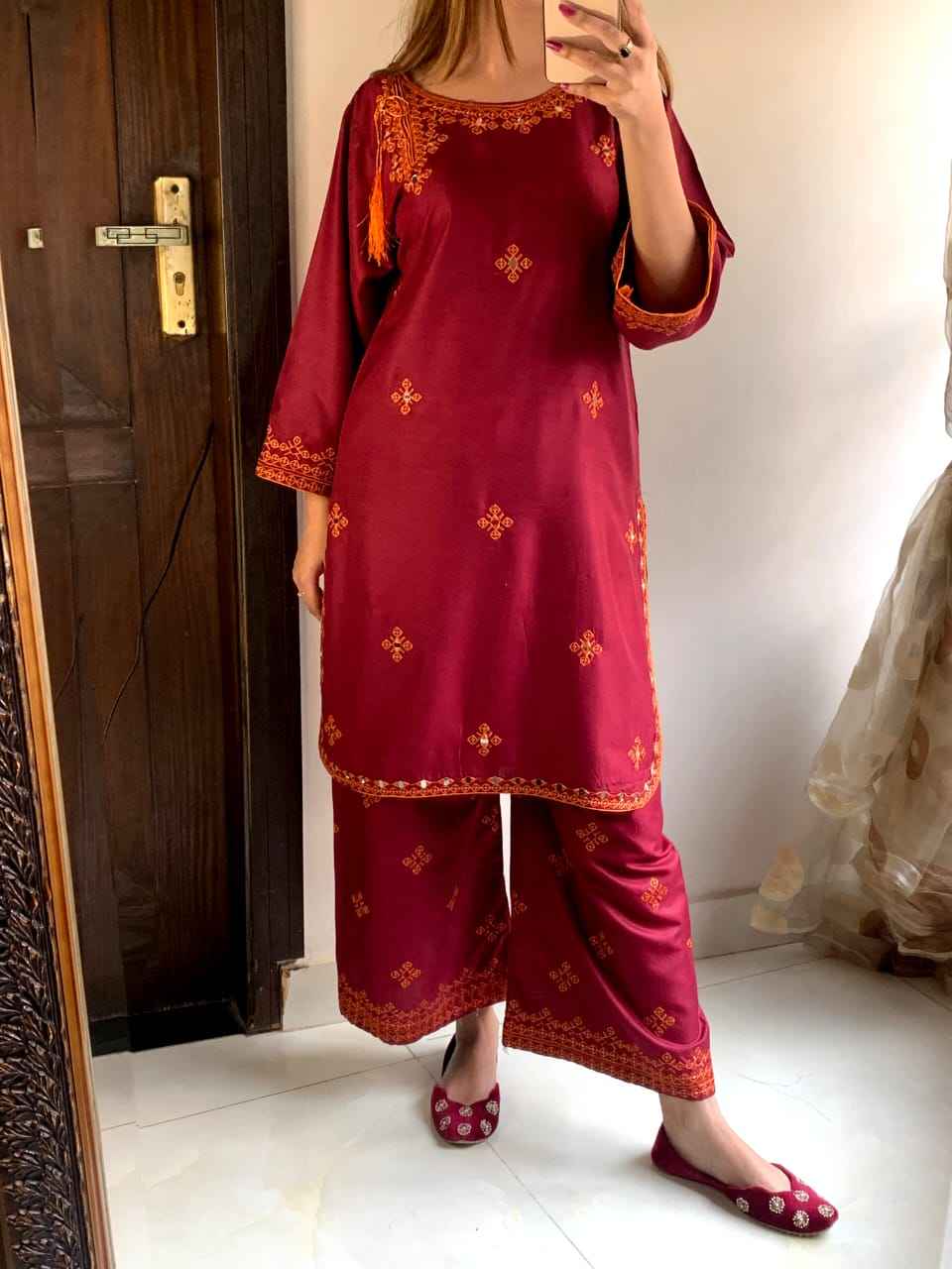 Mirror Work Embroidery - Stitched 2 pc - Sunflare.pk