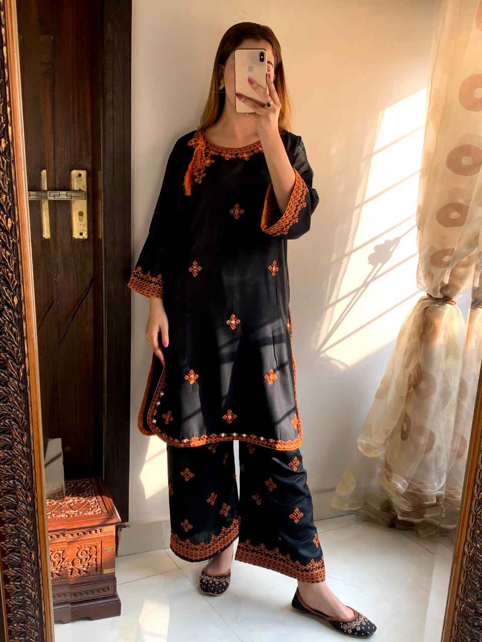 Mirror Work Embroidery - Stitched 2 pc - Sunflare.pk