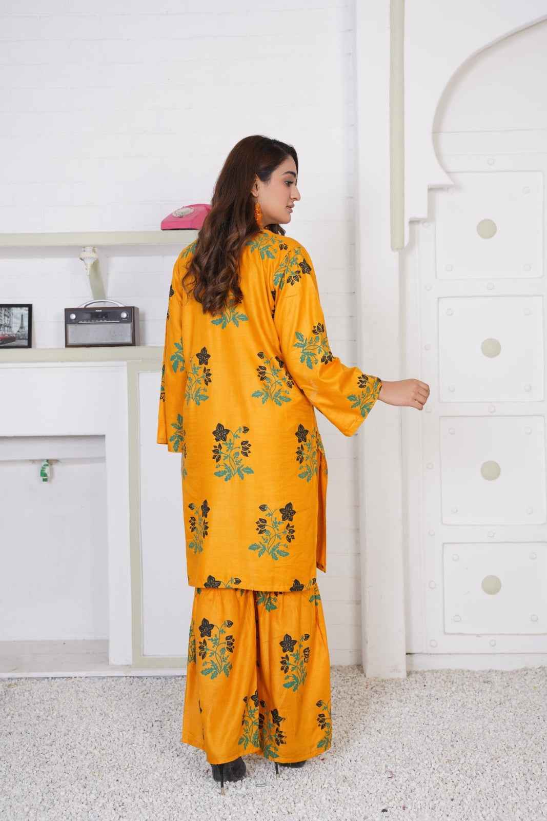 Floral Shirt with Sharara - Stitched 2 pc - Sunflare.pk