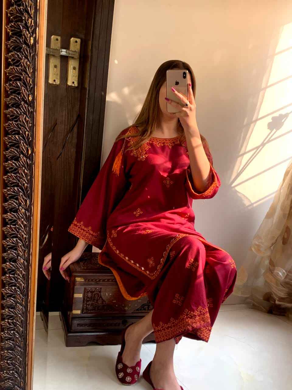 Mirror Work Embroidery - Stitched 2 pc - Sunflare.pk