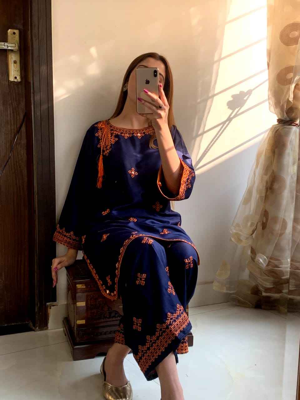 Mirror Work Embroidery - Stitched 2 pc - Sunflare.pk