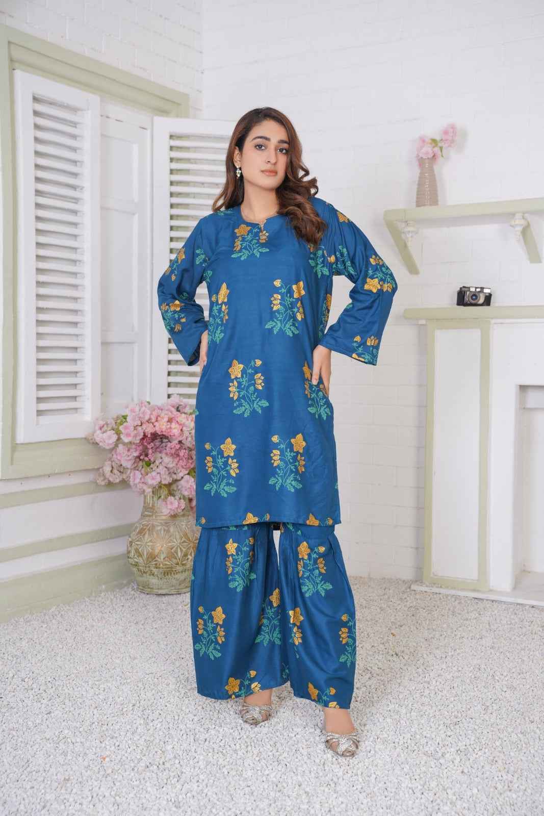 Floral Shirt with Sharara - Stitched 2 pc - Sunflare.pk