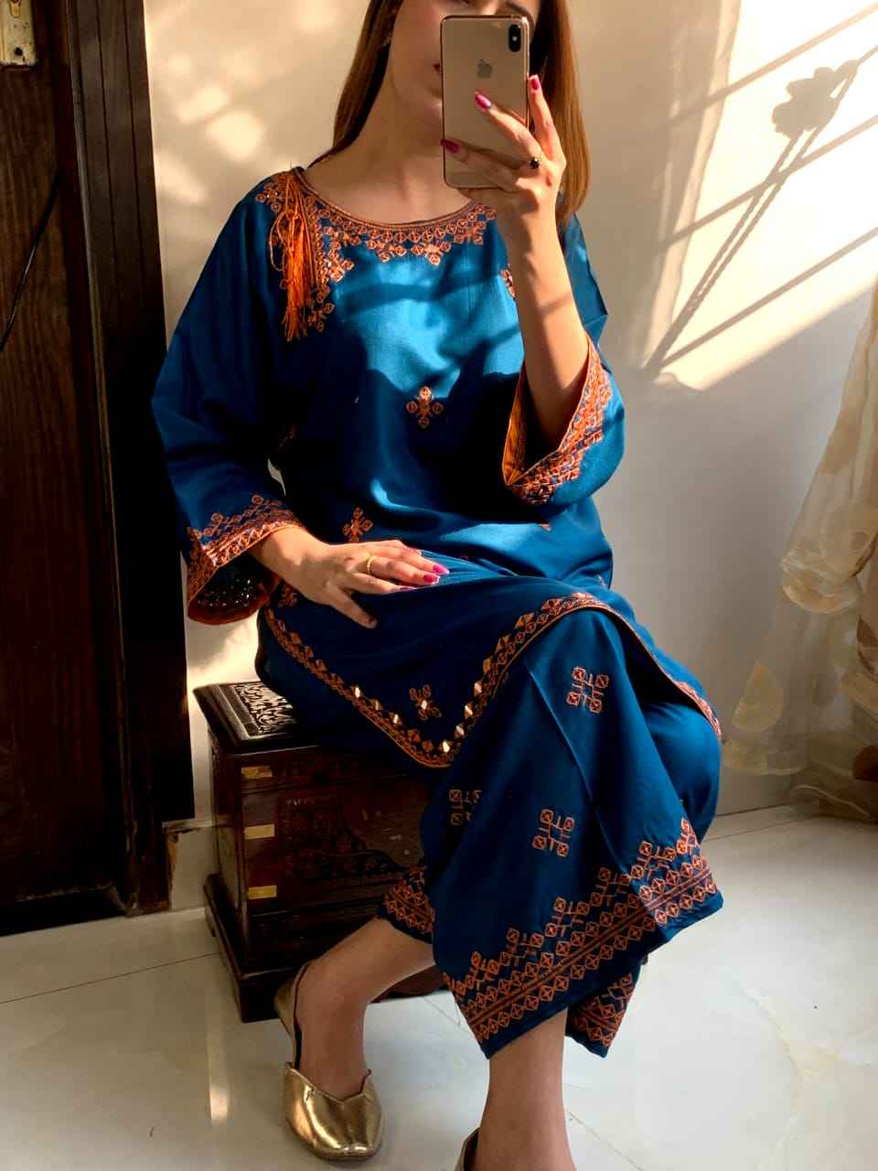 Mirror Work Embroidery - Stitched 2 pc - Sunflare.pk