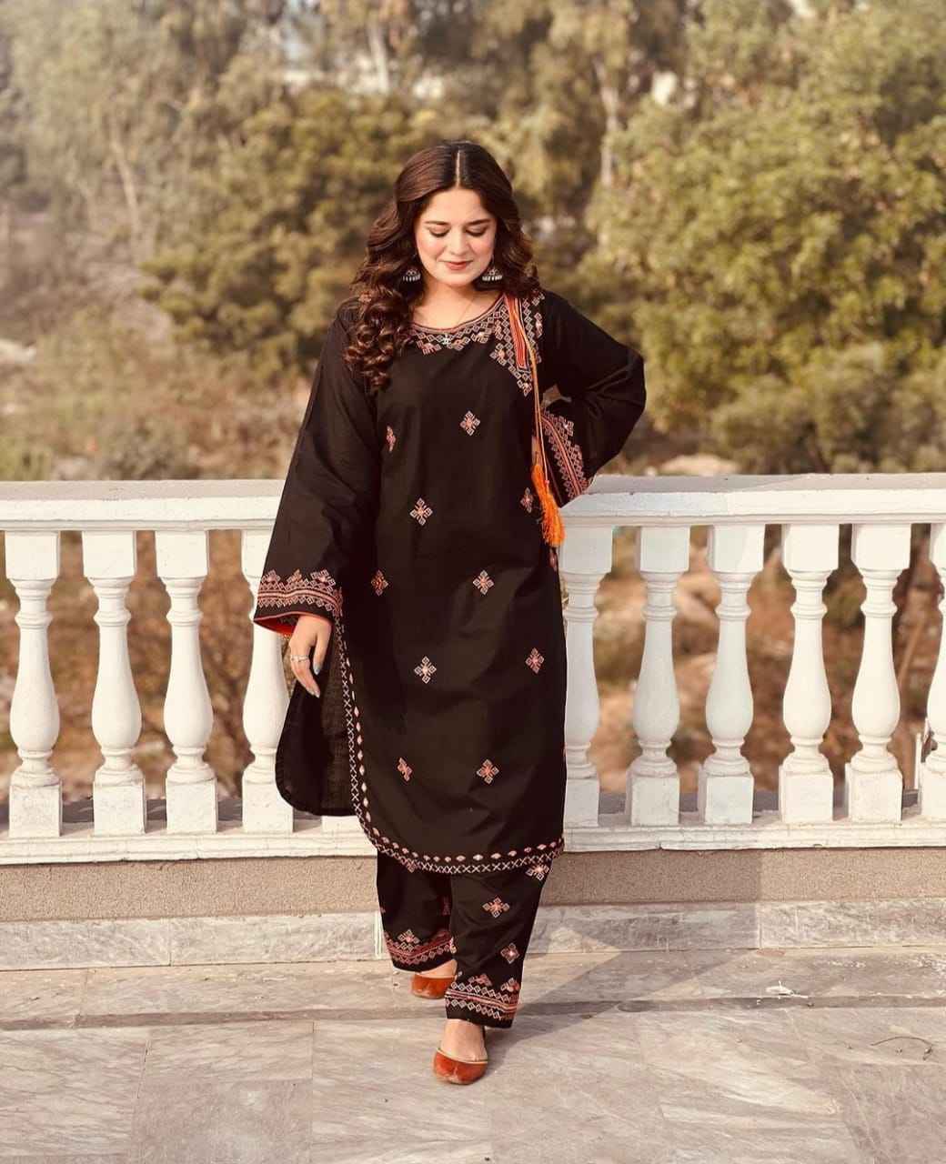 Mirror Work Embroidery - Stitched 2 pc - Sunflare.pk