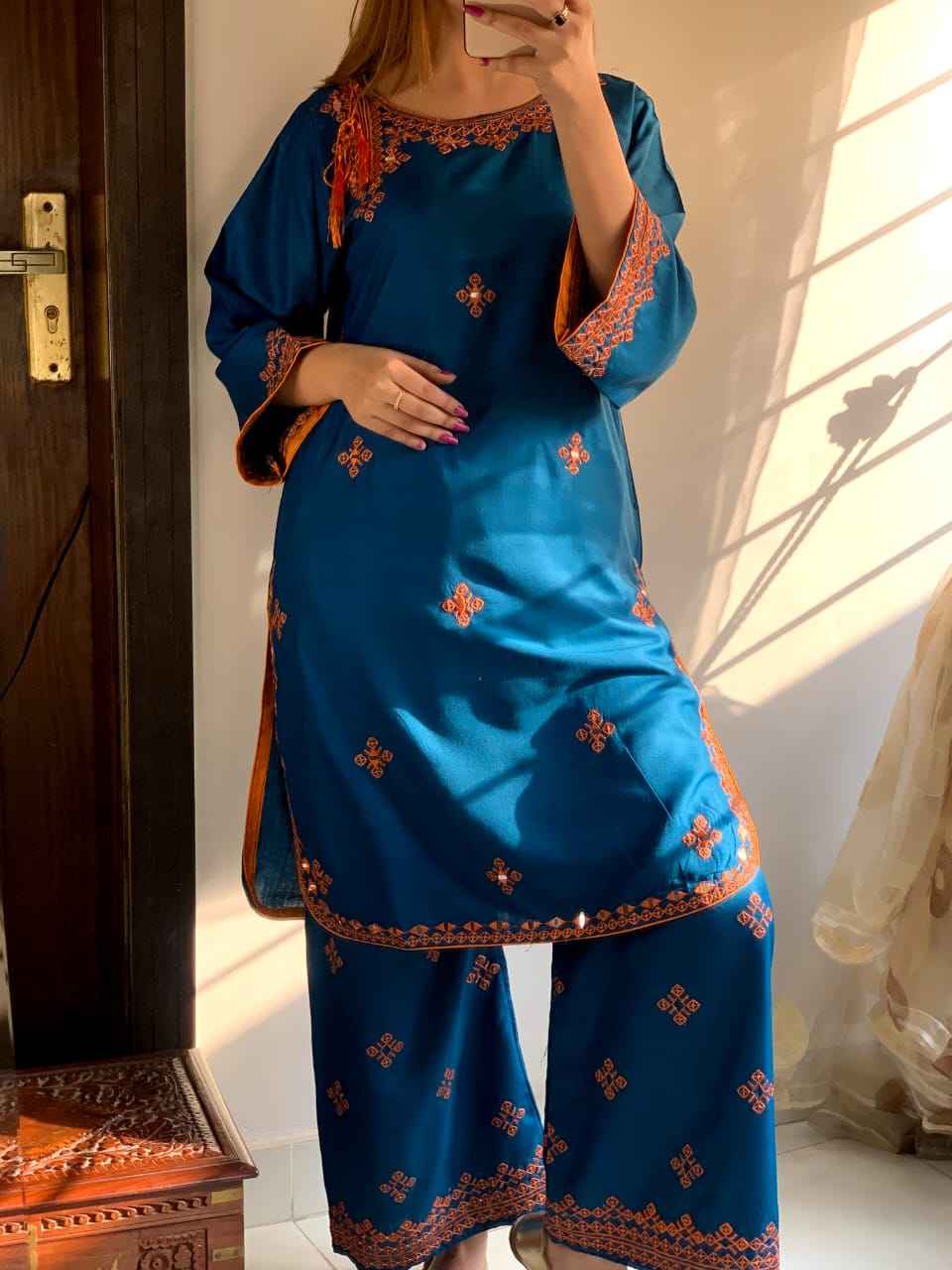 Mirror Work Embroidery - Stitched 2 pc - Sunflare.pk