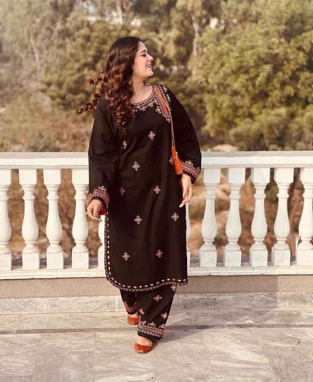 Mirror Work Embroidery - Stitched 2 pc - Sunflare.pk