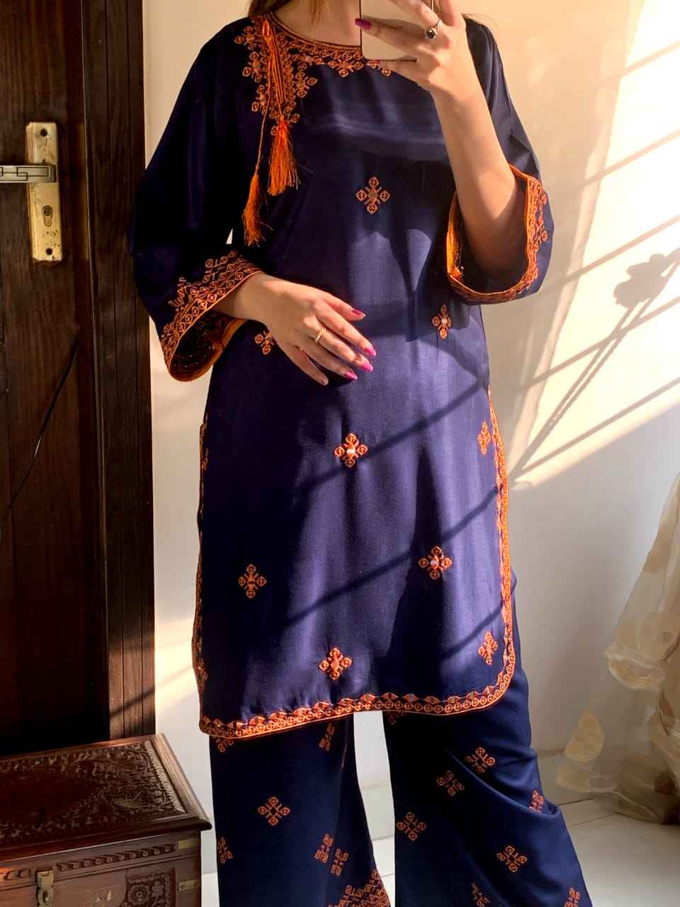 Mirror Work Embroidery - Stitched 2 pc - Sunflare.pk