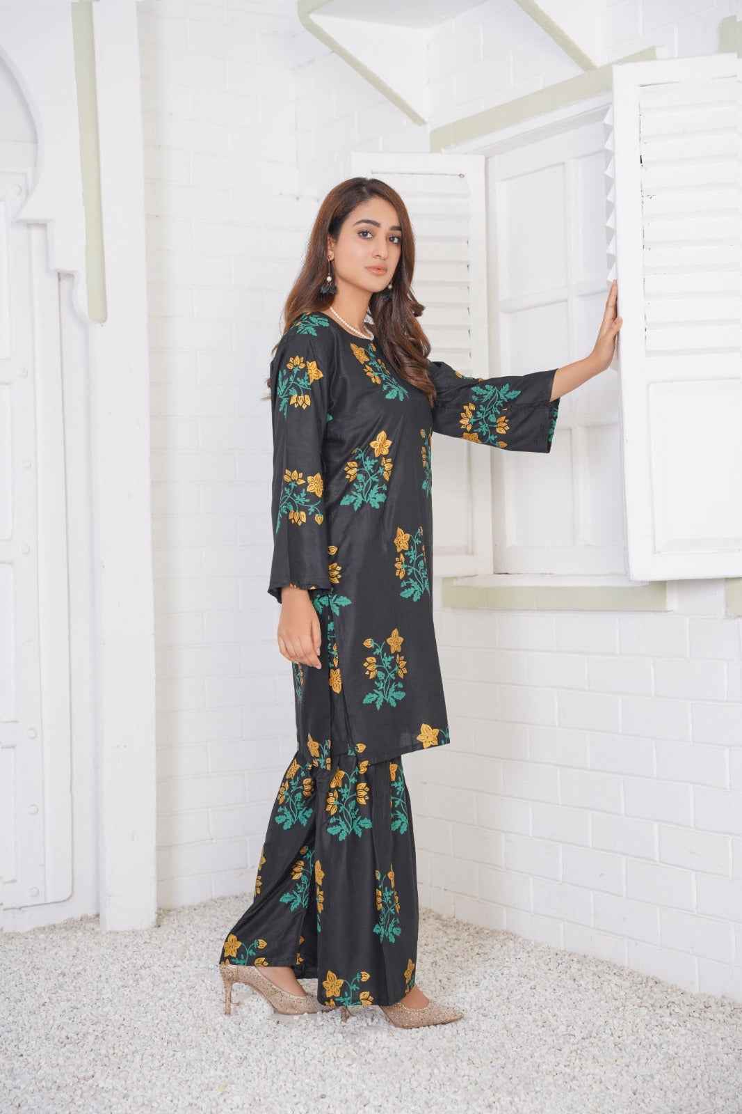Floral Shirt with Sharara - Stitched 2 pc - Sunflare.pk