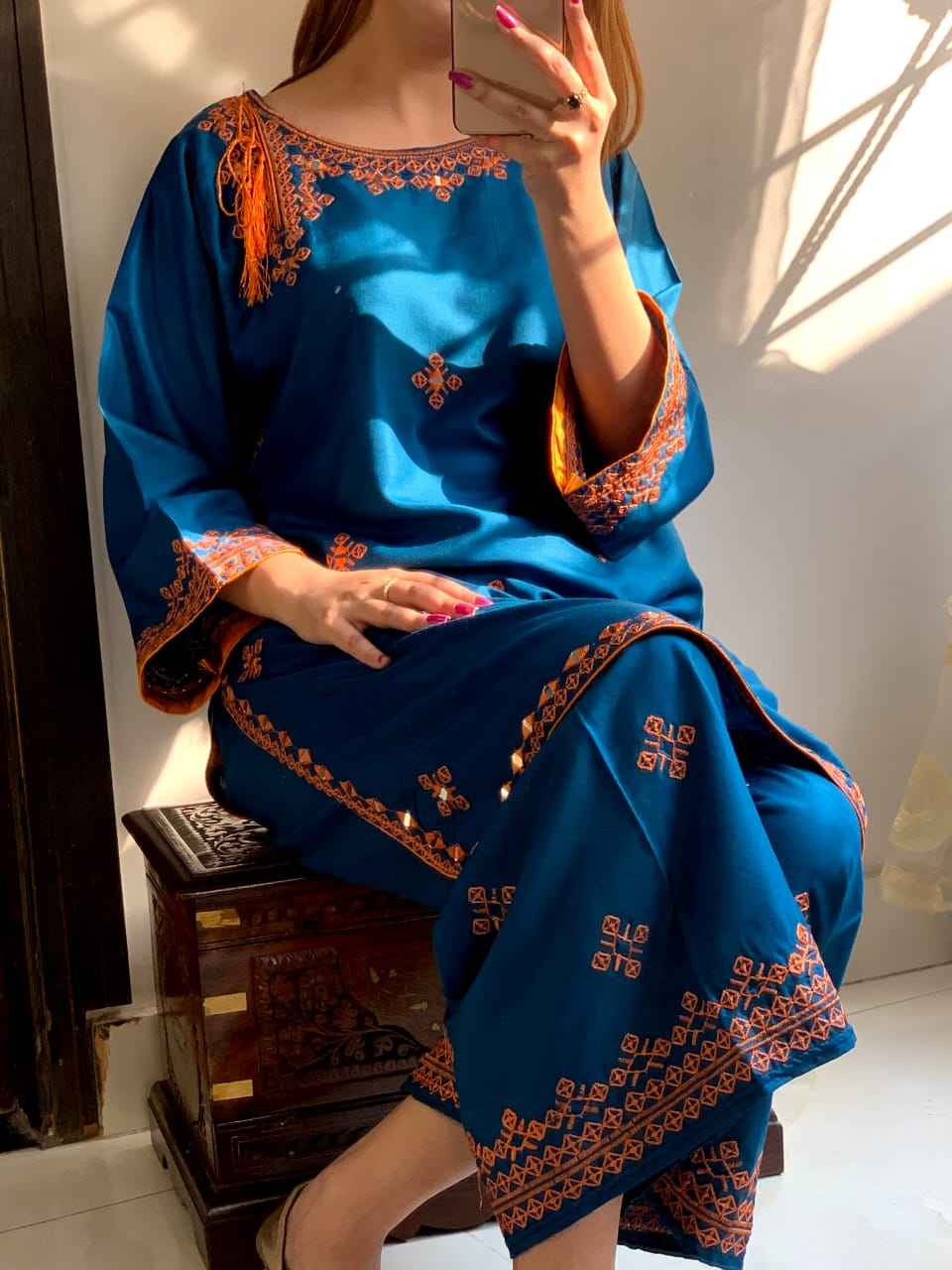 Mirror Work Embroidery - Stitched 2 pc - Sunflare.pk