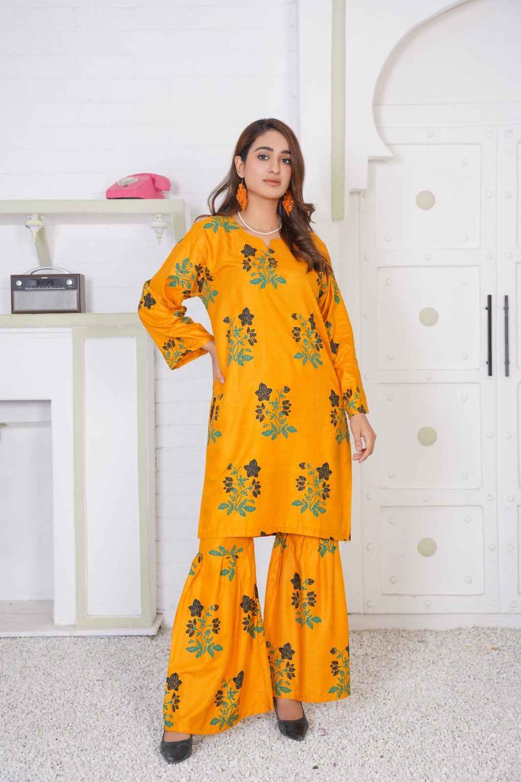 Floral Shirt with Sharara - Stitched 2 pc - Sunflare.pk