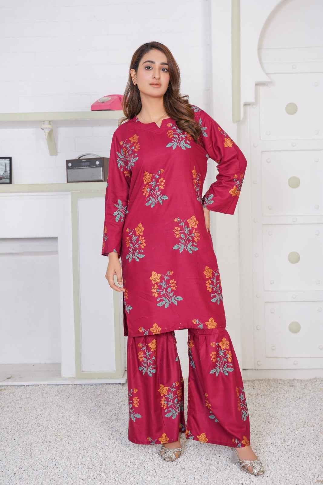 Floral Shirt with Sharara - Stitched 2 pc - Sunflare.pk