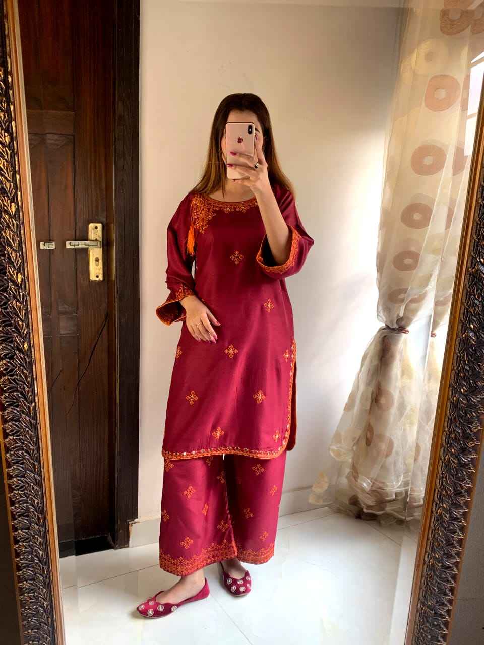 Mirror Work Embroidery - Stitched 2 pc - Sunflare.pk