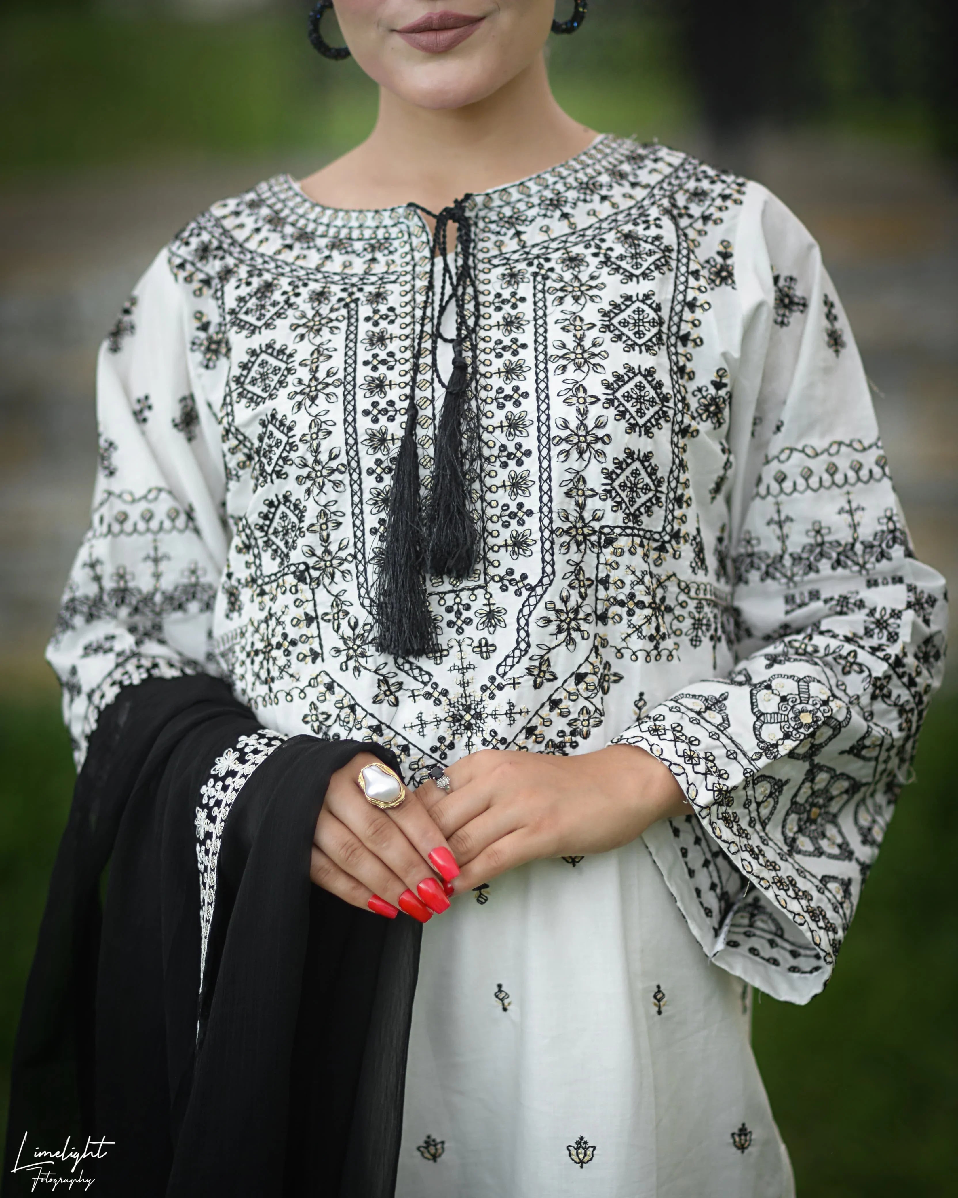 White Bloom Embroidered Stitched 3pc - Sunflare.pk