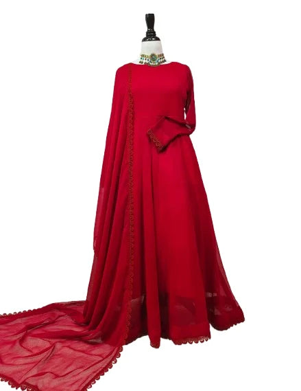 Mahrosh – Chiffon Formal Maxi Dress with Dupatta - Sunflare.pk