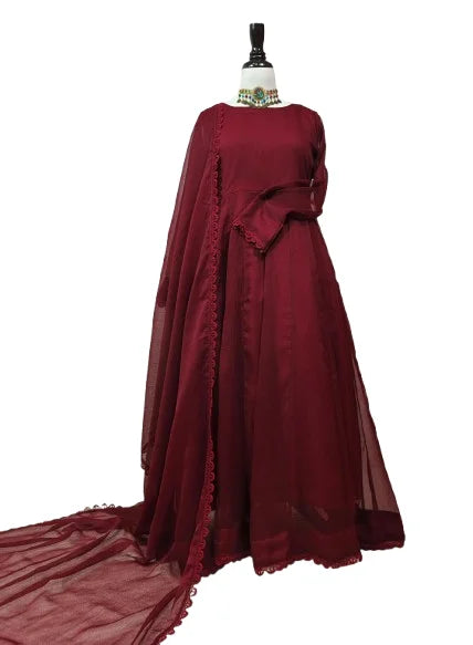 Mahrosh – Chiffon Formal Maxi Dress with Dupatta - Sunflare.pk