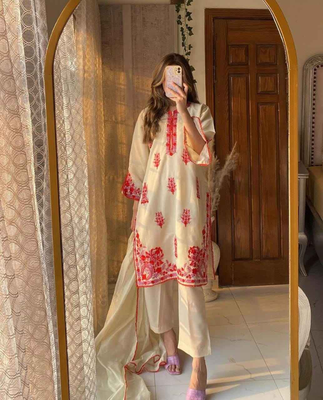 Multi Khadi Net - Stitched 2 pc - Sunflare.pk
