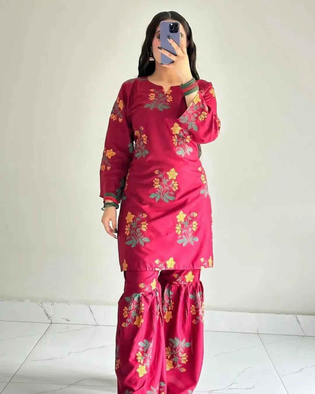 Floral Shirt with Sharara - Stitched 2 pc - Sunflare.pk