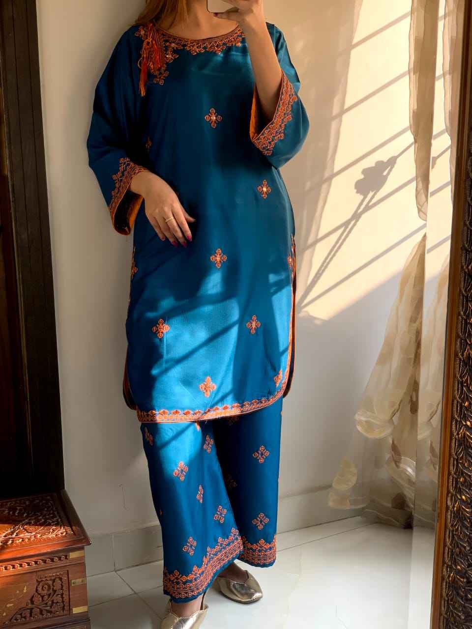Mirror Work Embroidery - Stitched 2 pc - Sunflare.pk