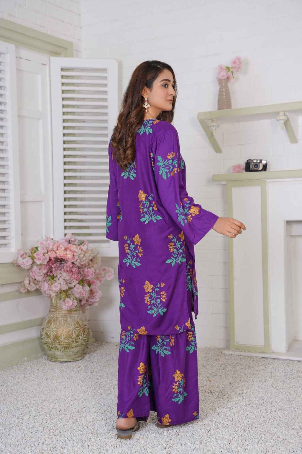 Floral Shirt with Sharara - Stitched 2 pc - Sunflare.pk