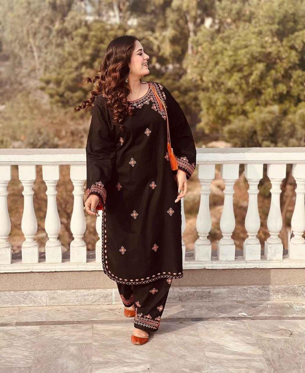 Mirror Work Embroidery - Stitched 2 pc - Sunflare.pk