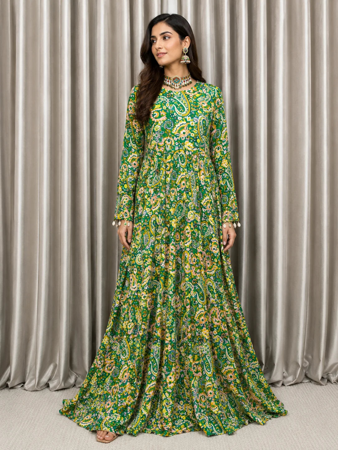 Bloom Haven Linen Maxi - Stitched 1pc