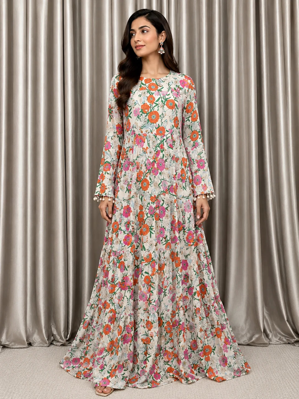 Bloom Haven Linen Maxi - Stitched 1pc