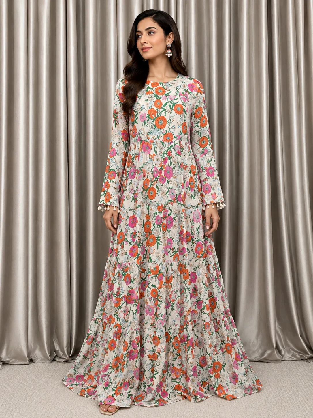 Bloom Haven Linen Maxi - Stitched 1pc