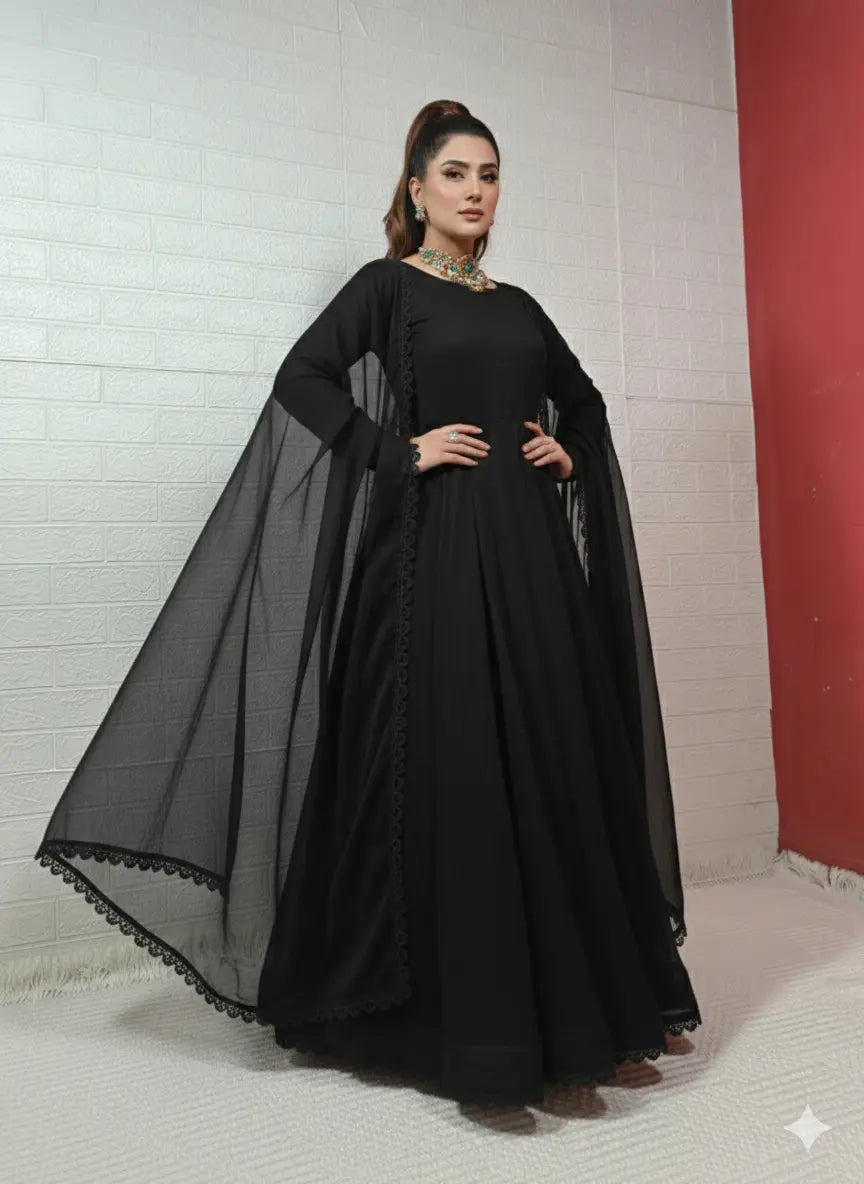 Mahrosh – Chiffon Formal Maxi Dress with Dupatta