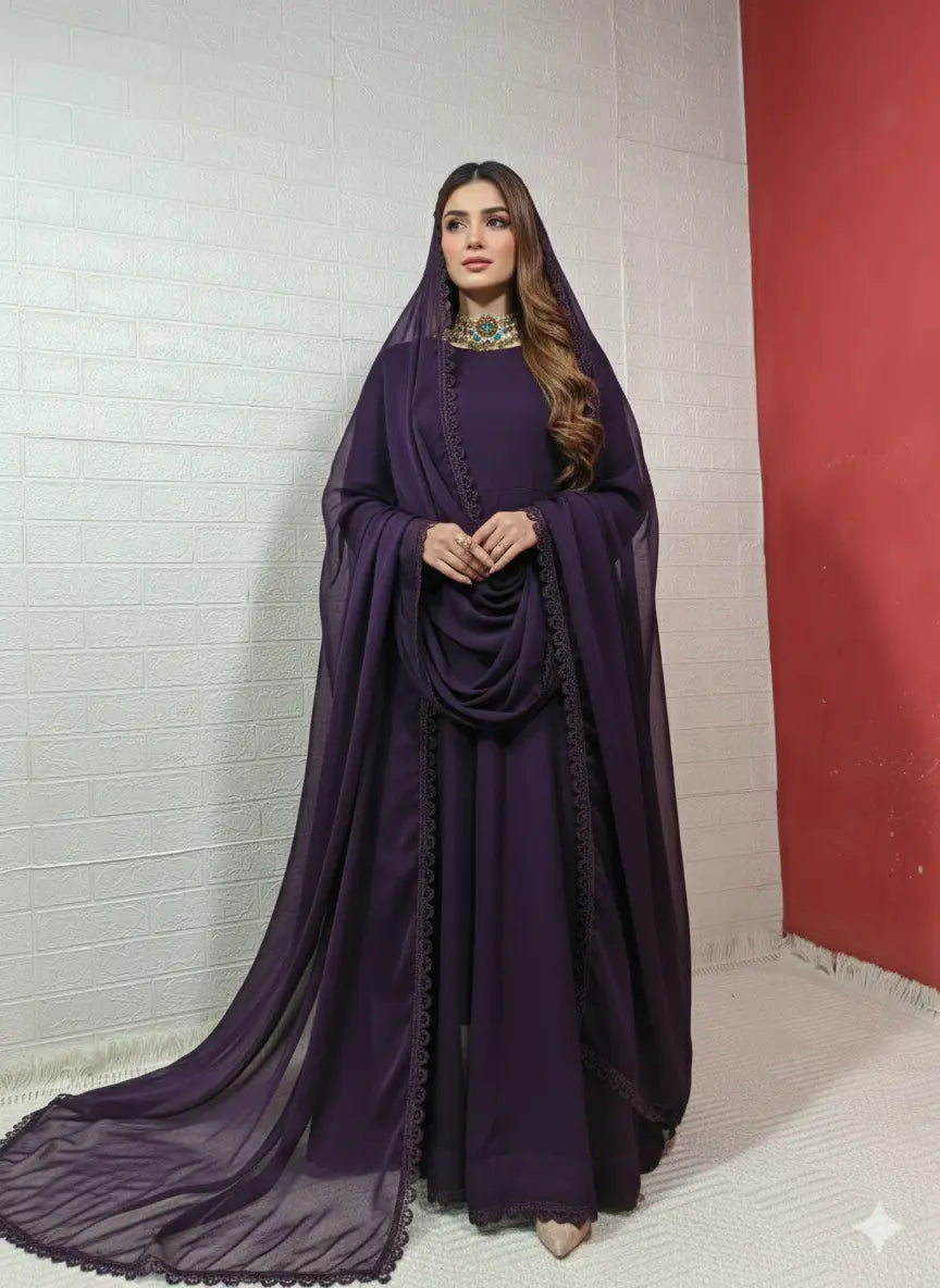 Mahrosh – Chiffon Formal Maxi Dress with Dupatta