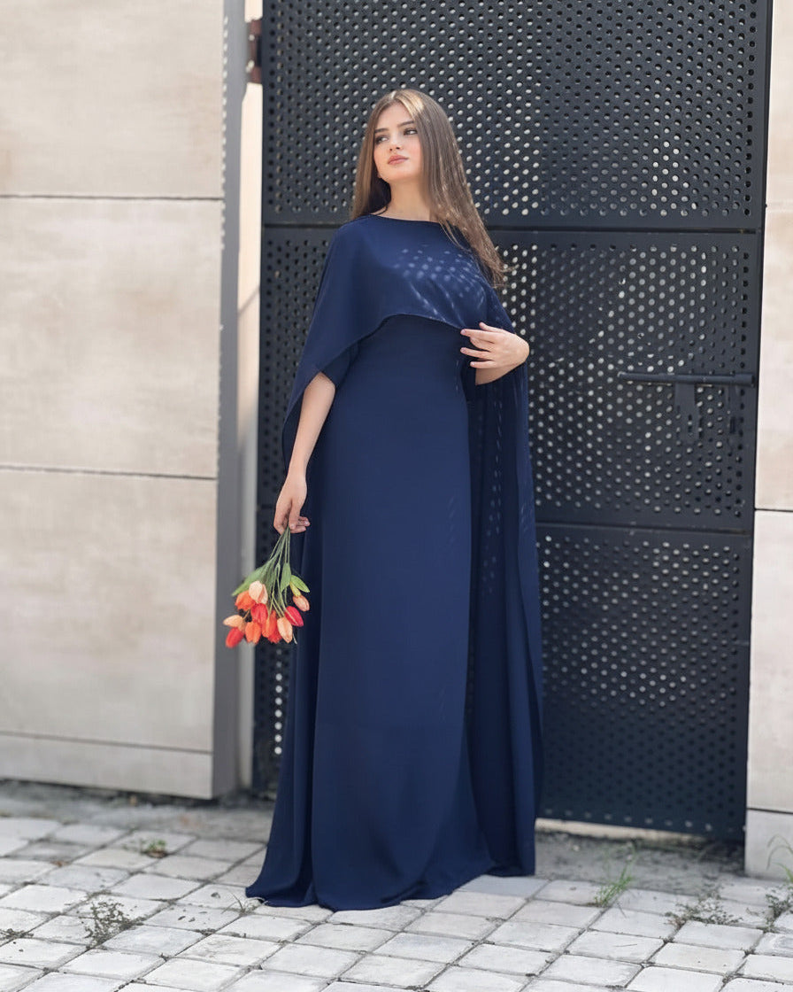Cape Maxi – Elegant Chiffon Long Dress - view 11 | Sunflare.pk