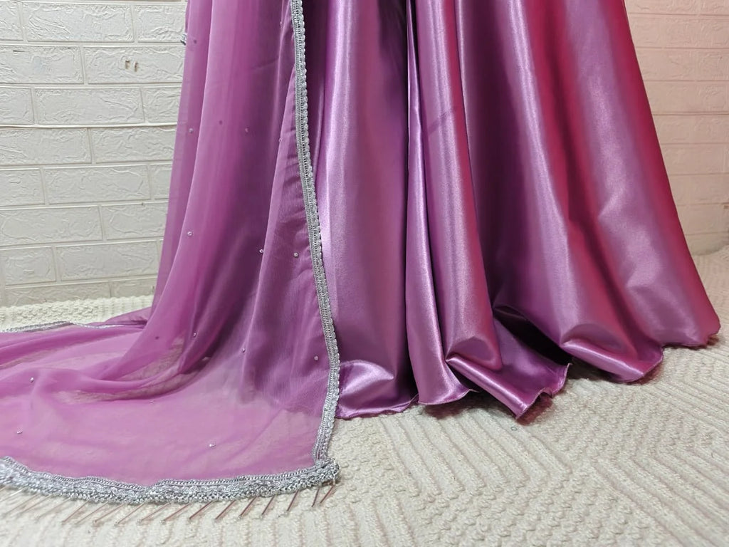 Lavender Crinkle Chiffon Sharara with Heavy Dupatta - 3pc