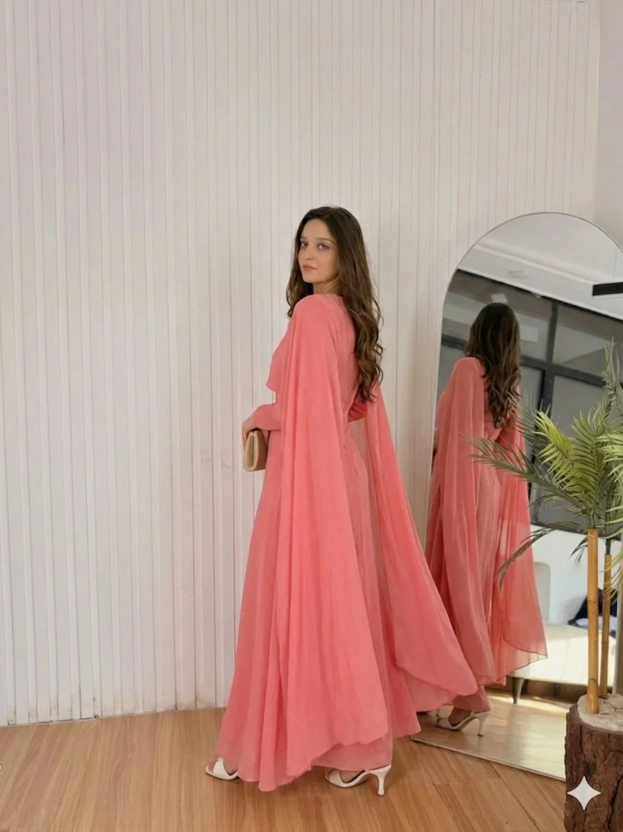 Cape Chiffon Maxi with full sleeves