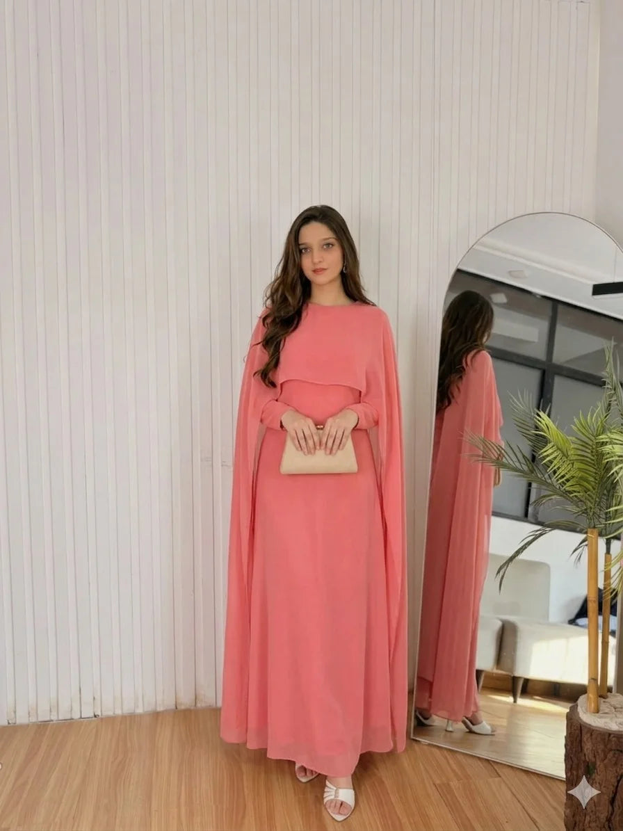 Cape Chiffon Maxi with full sleeves