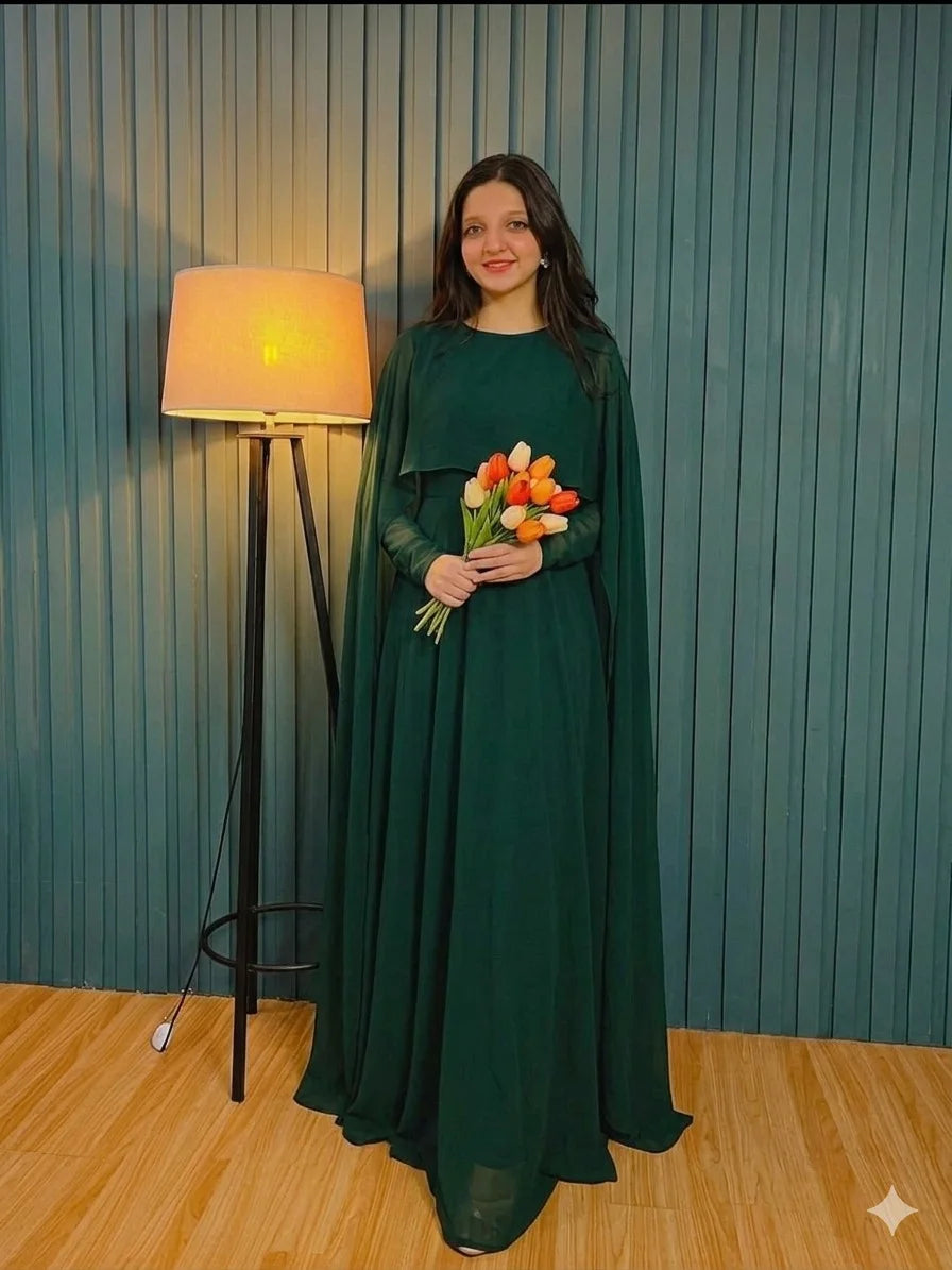 Cape Chiffon Maxi with full sleeves