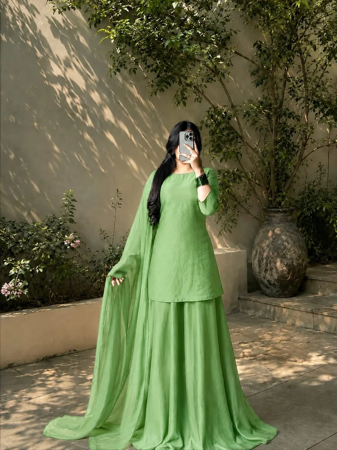 Chiffon Flairy Sharara Set with Dupatta – 3PC Ready to Wear