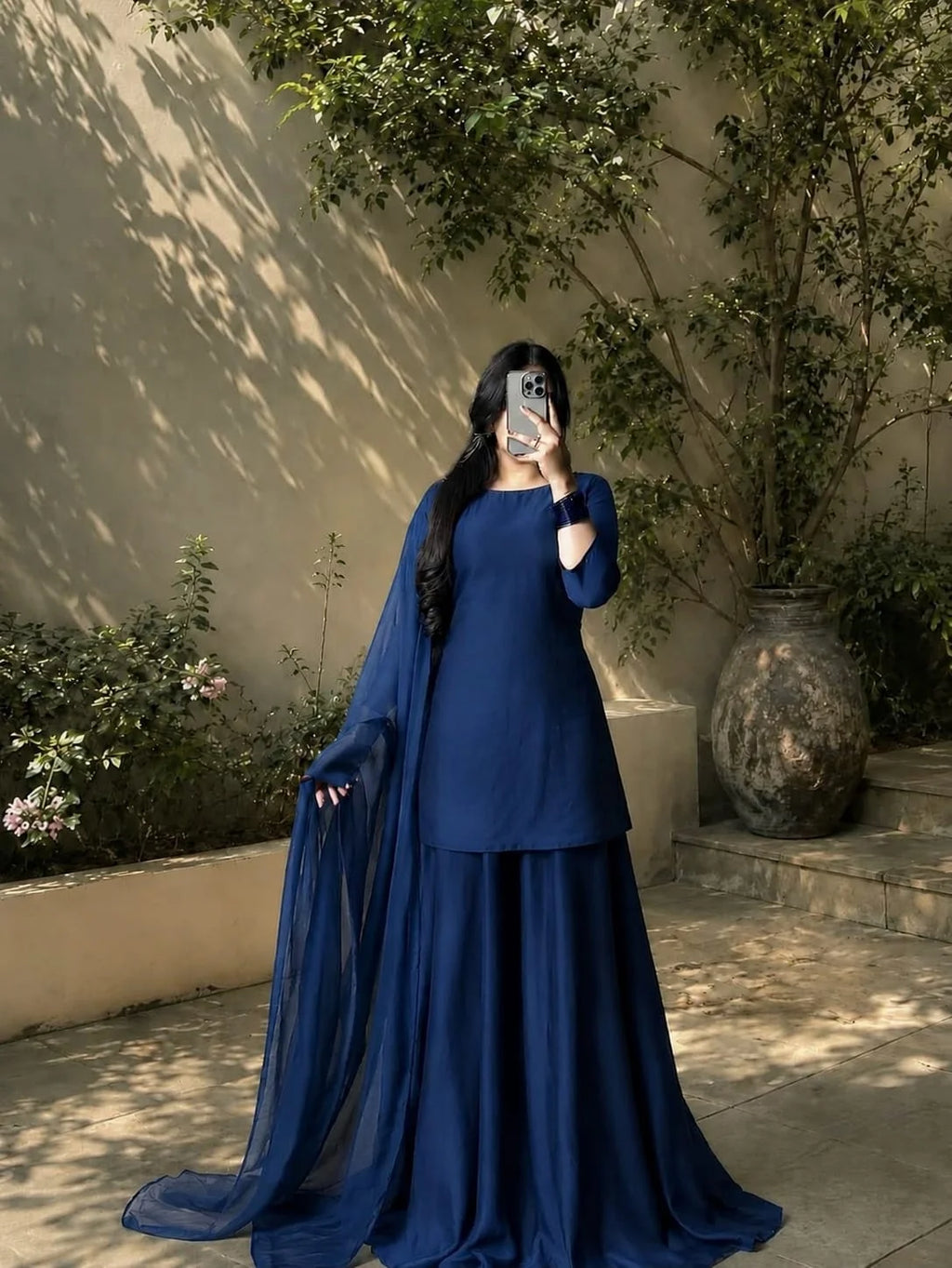 Chiffon Flairy Sharara Set with Dupatta – 3PC Ready to Wear