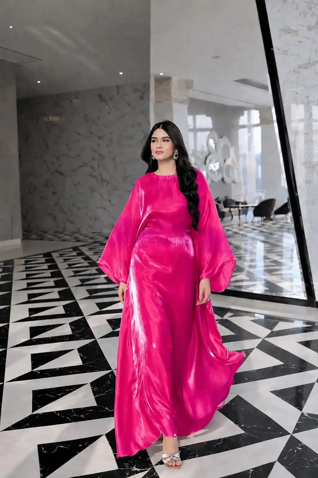 Luxury Rhinestone Arabic Kaftan – Sheesha Silk with Stone Work