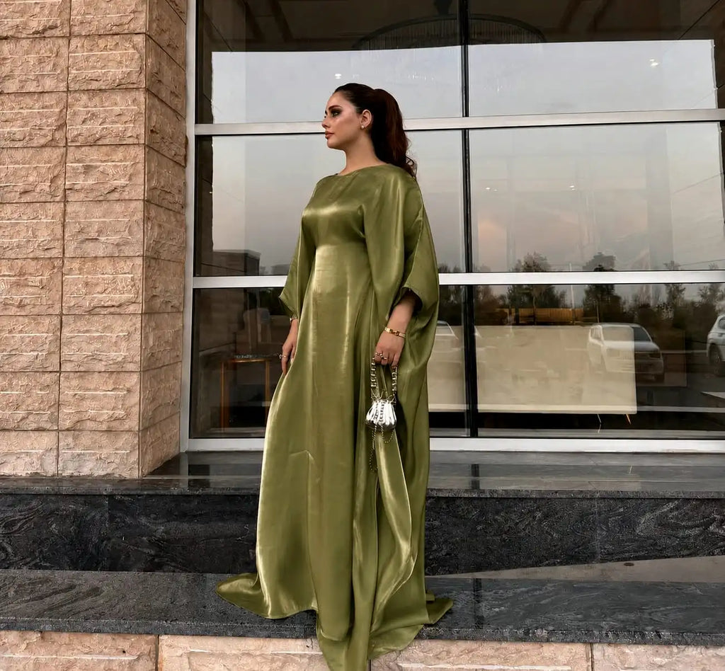 Luxury Rhinestone Arabic Kaftan – Sheesha Silk with Stone Work