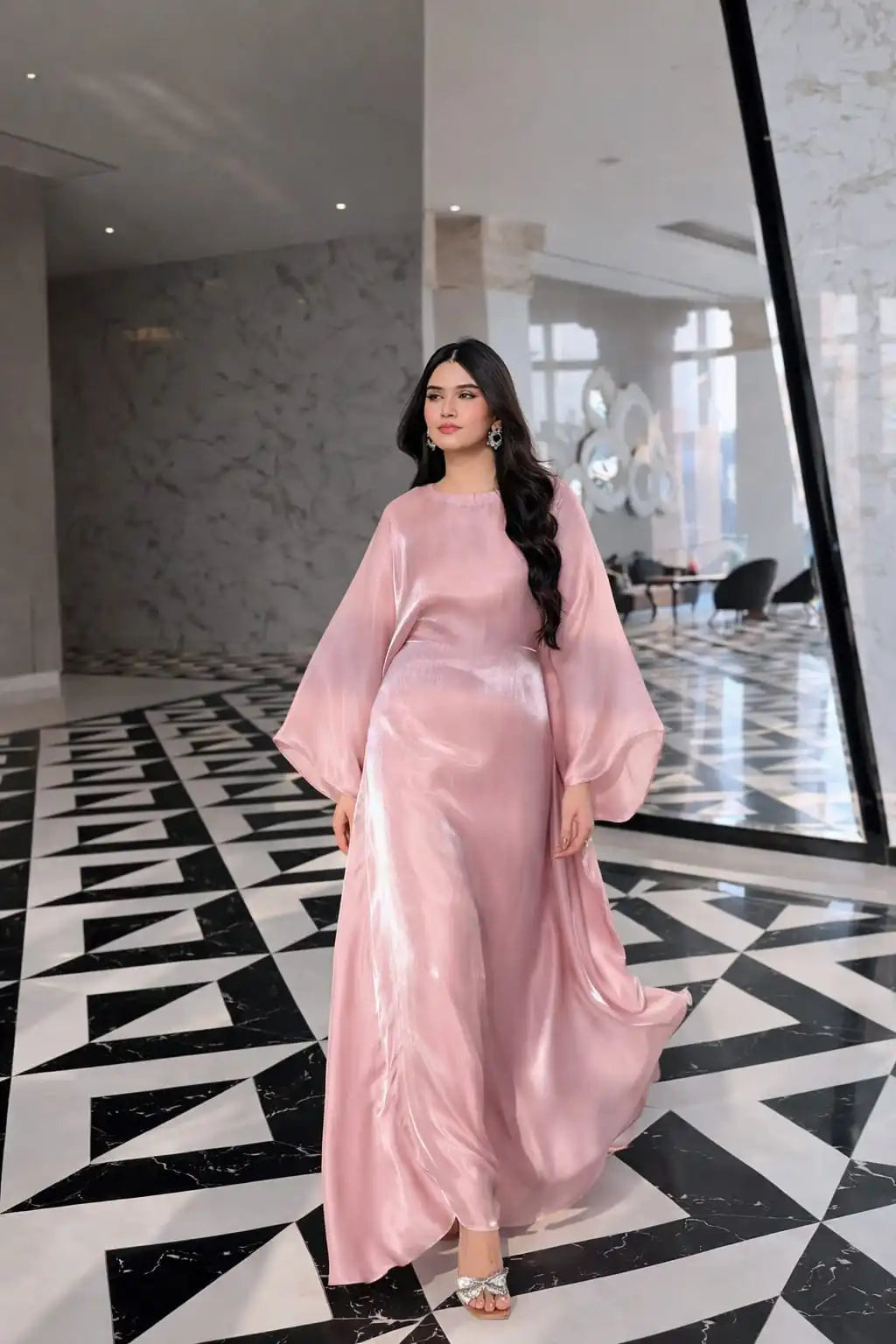 Luxury Rhinestone Arabic Kaftan – Sheesha Silk with Stone Work