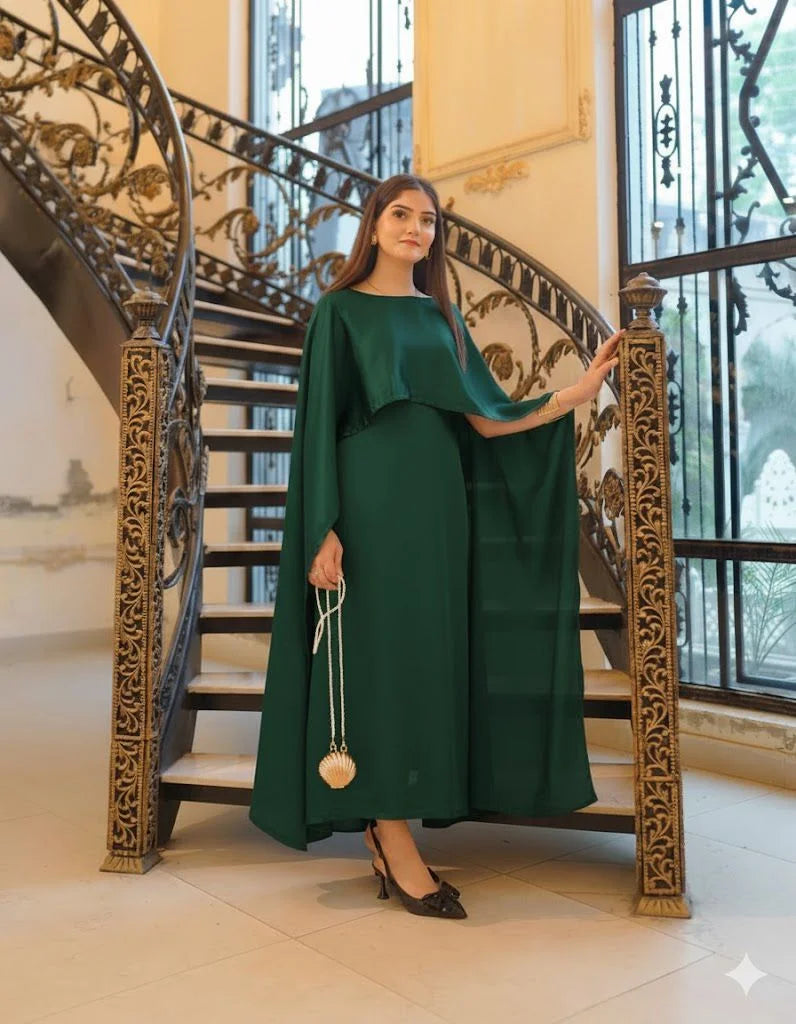 Cape Maxi – Elegant Silk Long Dress