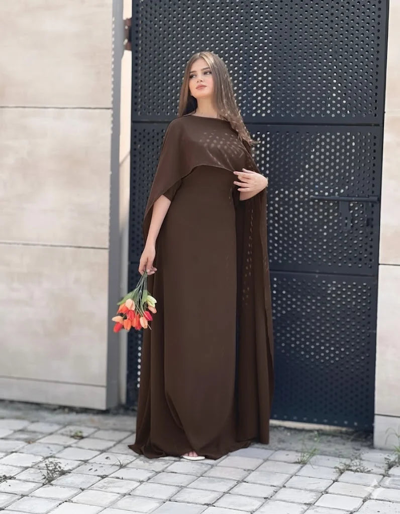 Cape Maxi – Elegant Chiffon Long Dress