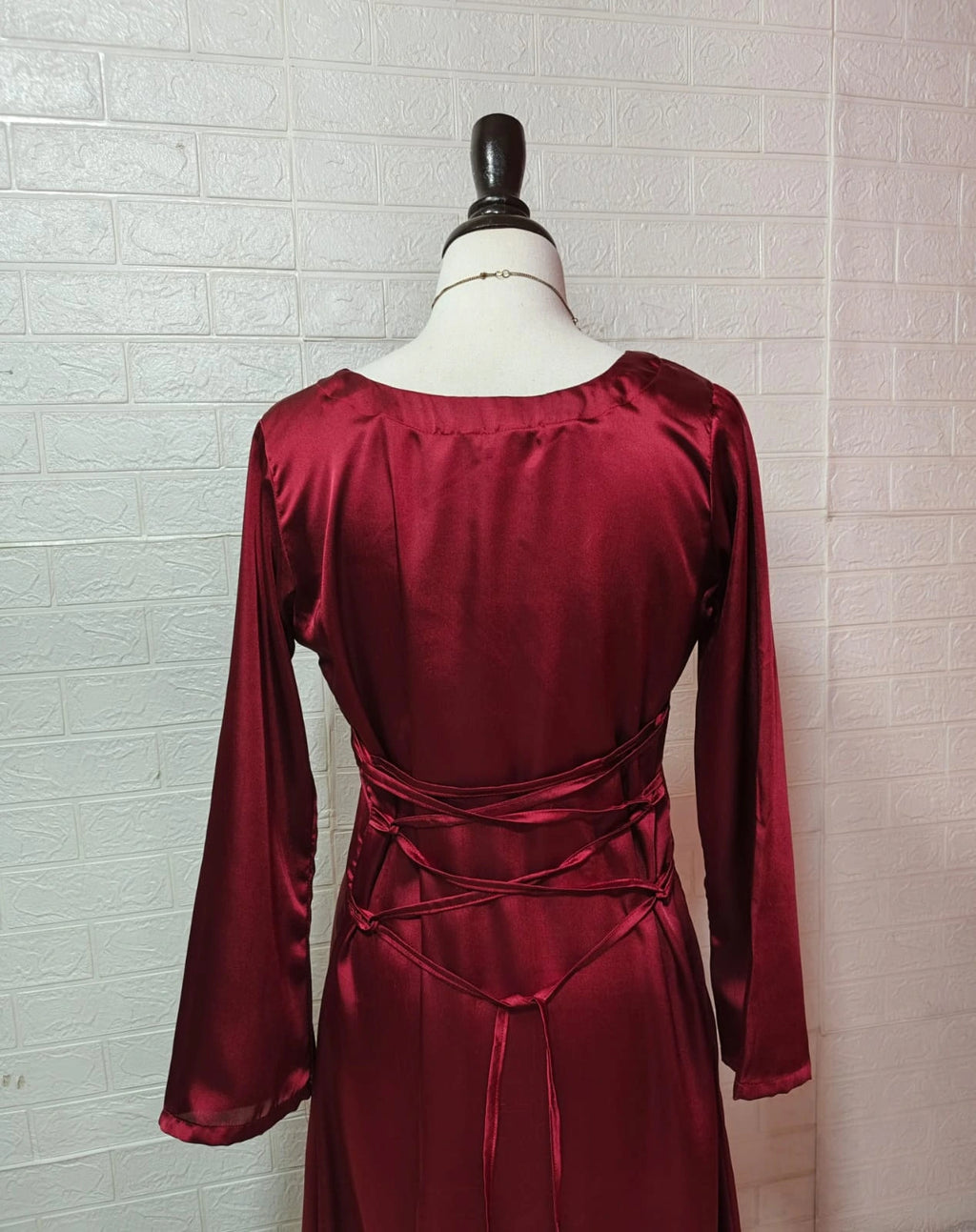 Elegant Korean Silk Maxi Dress with Back Dori