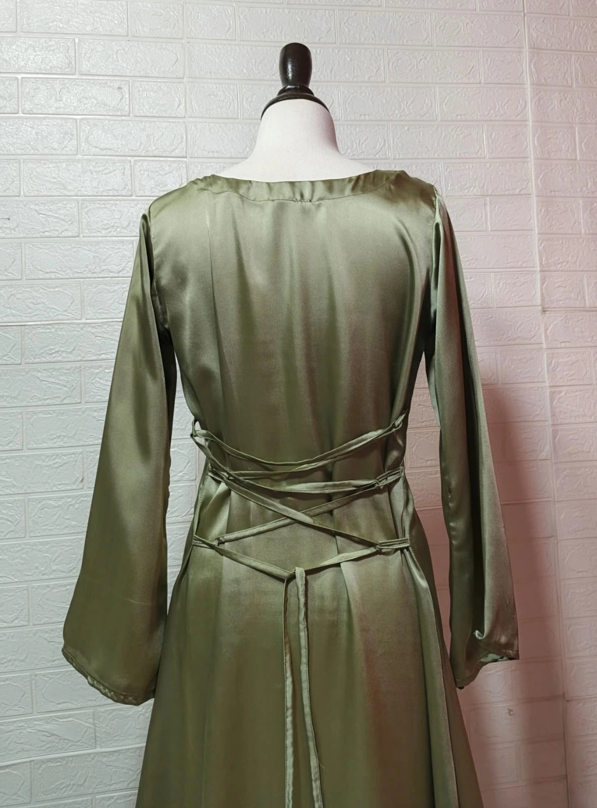 Elegant Korean Silk Maxi Dress with Back Dori