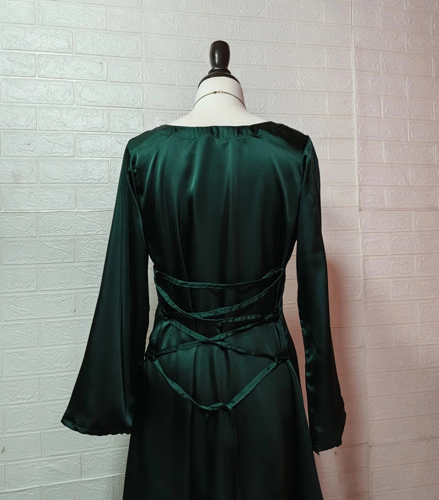 Elegant Korean Silk Maxi Dress with Back Dori