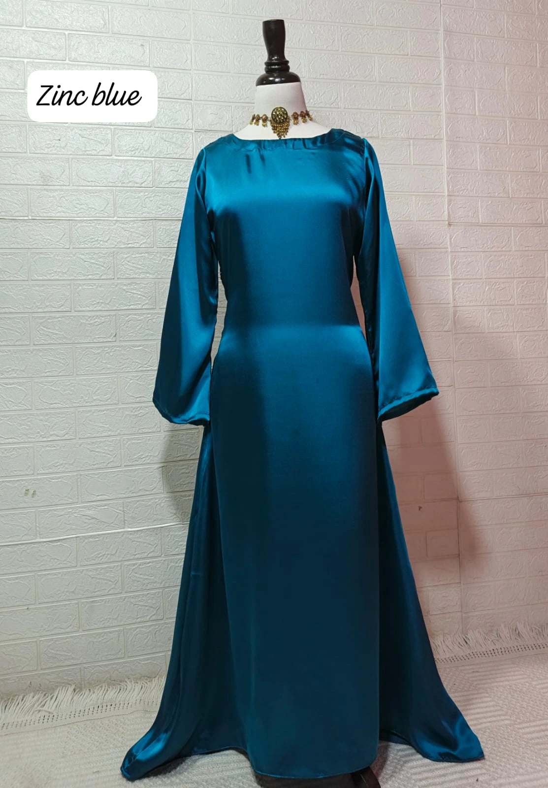 Elegant Korean Silk Maxi Dress with Back Dori