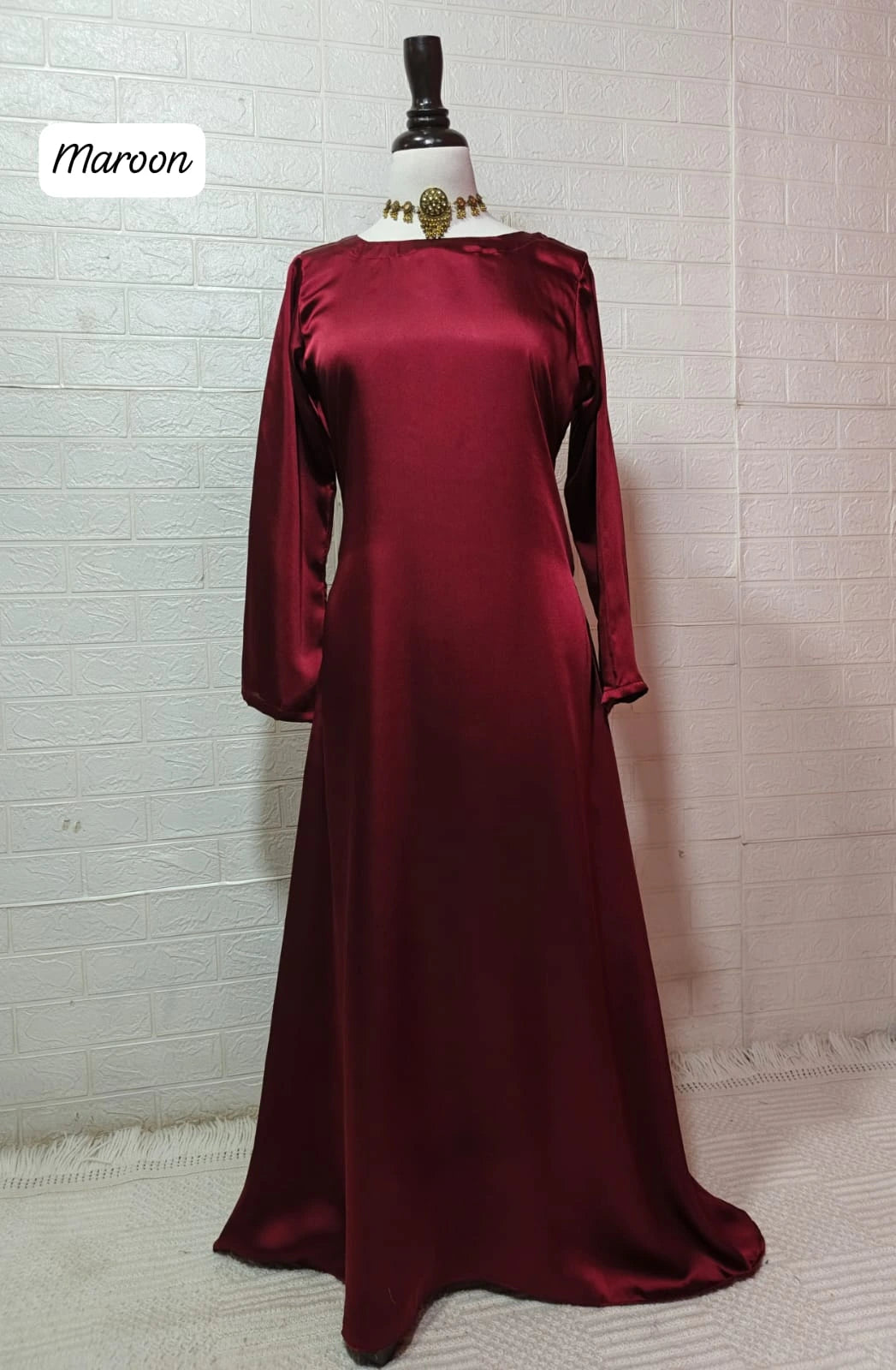 Elegant Korean Silk Maxi Dress with Back Dori