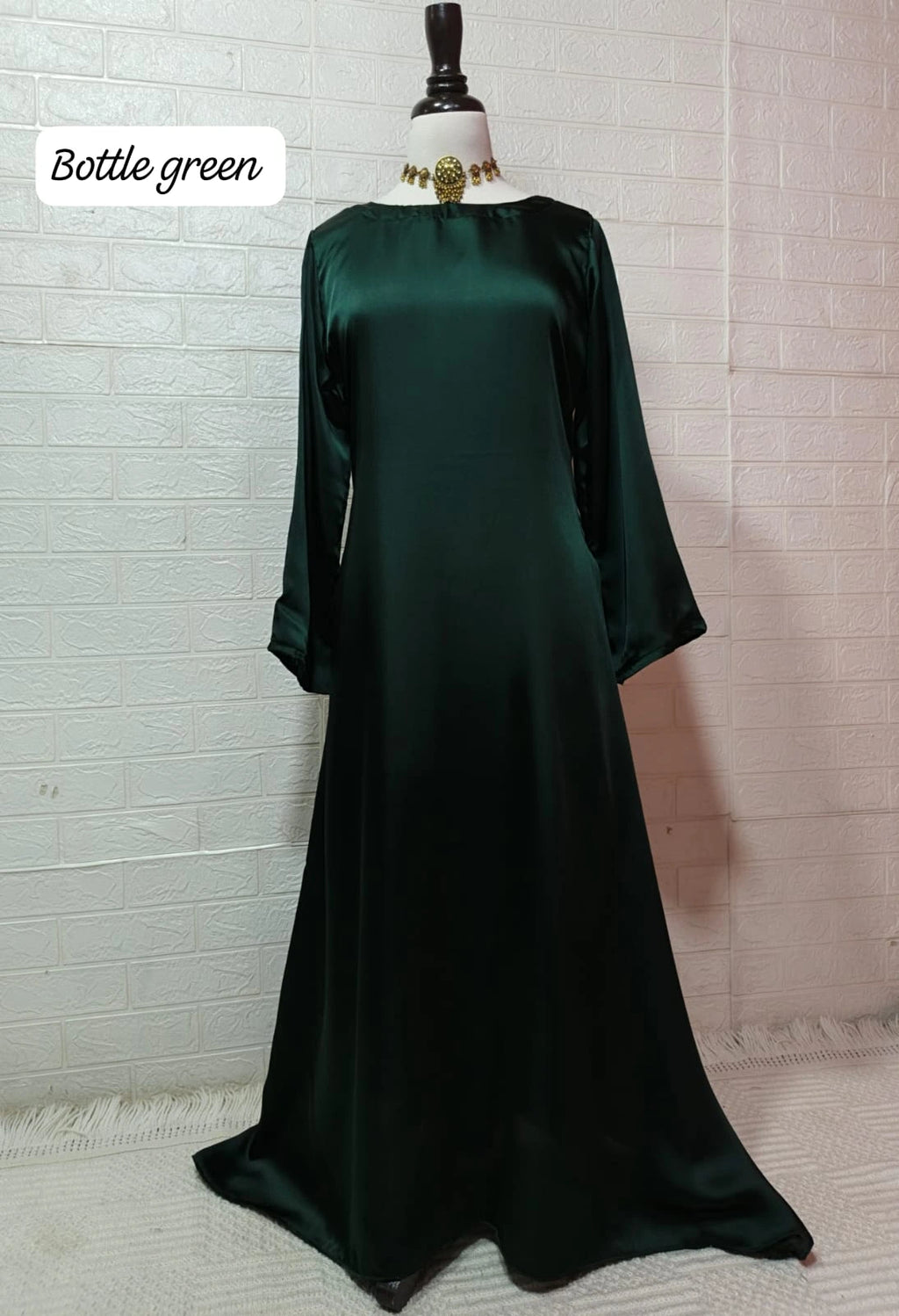 Elegant Korean Silk Maxi Dress with Back Dori