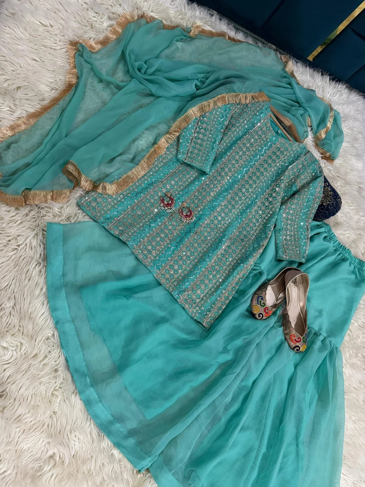 Gharara Sequence Embroidered - Stitched 3pc