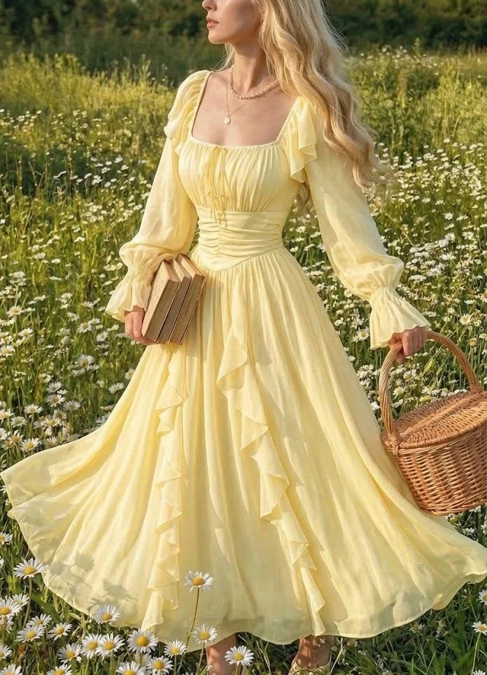 Elara Ruffle Chiffon Maxi Dress