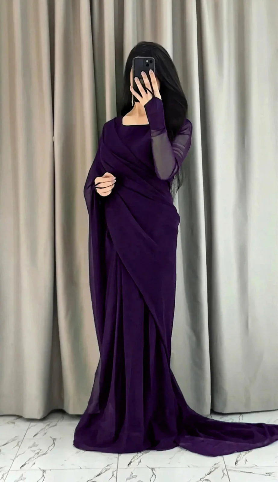 Chiffon Saree – Ready to Wear - view 8 | Sunflare.pk